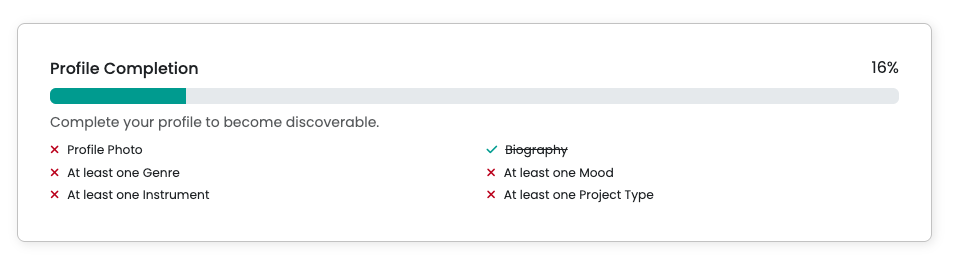 Compozly Profile Completion Screenshot
