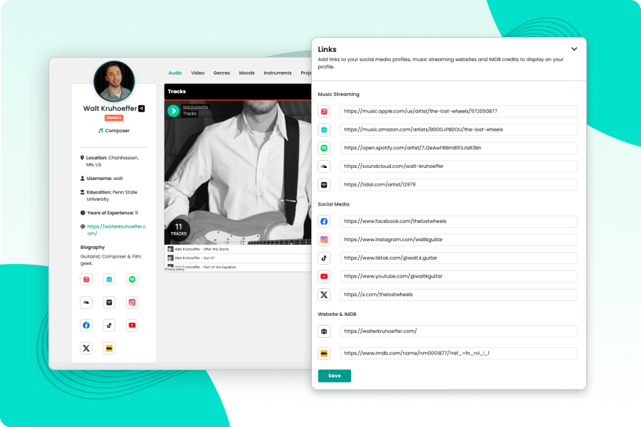 Composer Social Media Links Thumbnail